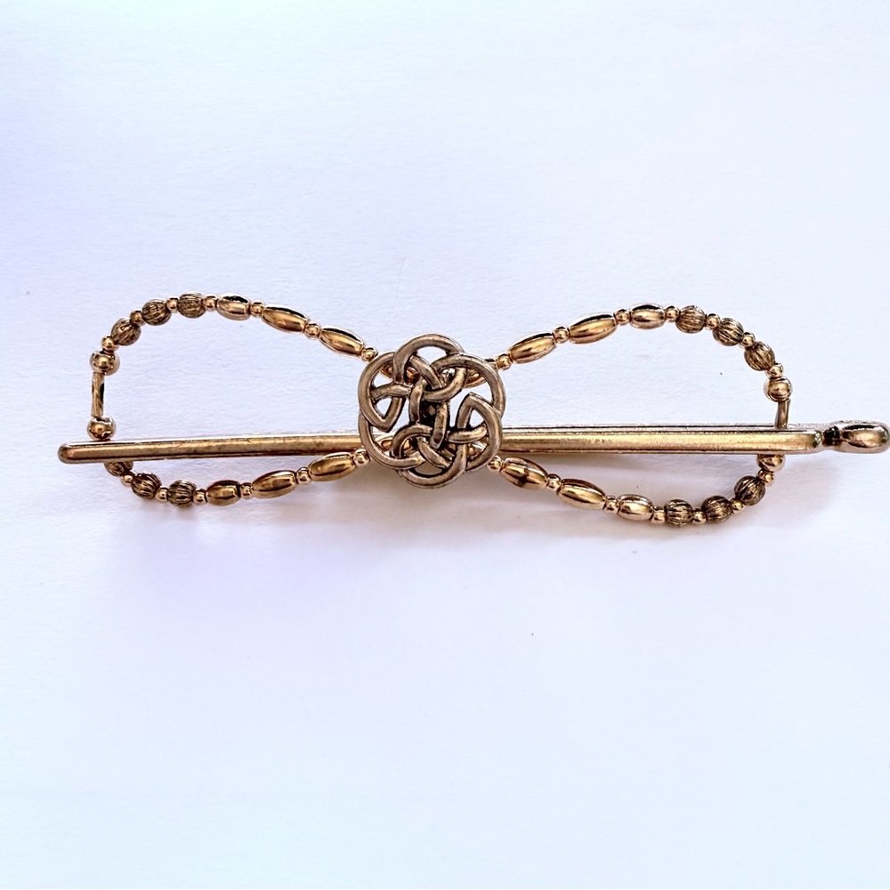 Elegant Celtic Knit Lilla Rose Gold Metal Beaded Hair Clip Flexi Clip Large